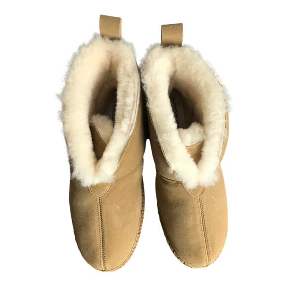 Vermont Country Store Bootie Slippers Womens Sz10 Chestnut Leather Shearling New - Picture 6 of 7